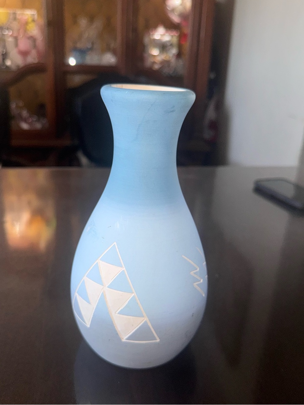 Vintage Hand Made Lakota Pottery Clay Vase signed